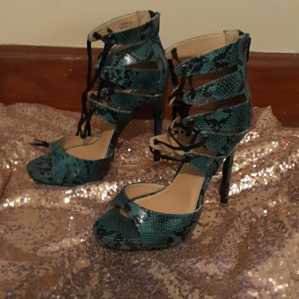 Shoe Dazzle ankle wrap stilettos